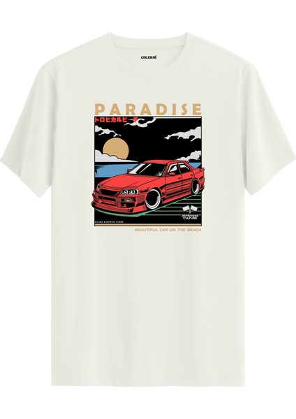 Paradise Spor Araba Gün Batımı Tasarımlı Regular Tişört