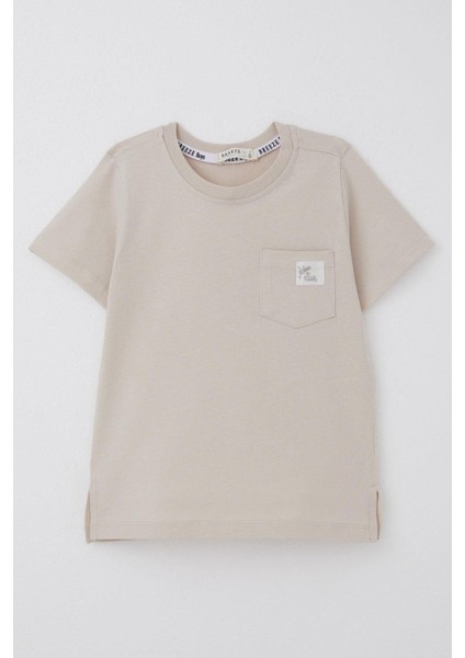 Erkek Çocuk Tişört Cool Yazı Armalı Cepli 1.5-5 Yaş, Bej modelleri