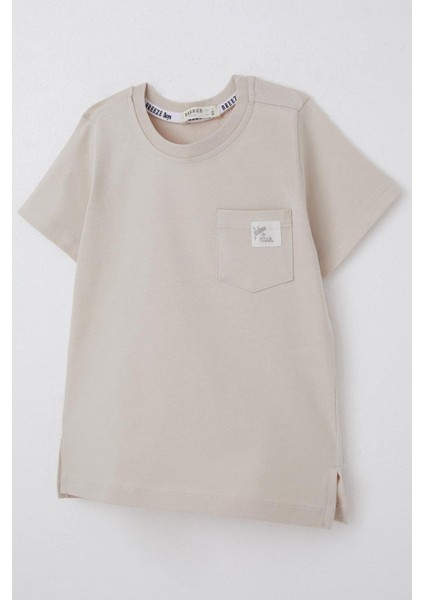 Erkek Çocuk Tişört Cool Yazı Armalı Cepli 1.5-5 Yaş, Bej indirimleri