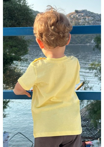 Erkek Çocuk Tişört Yarış Temalı Yazı Baskılı Cepli 2-6 Yaş, Sarı modelleri