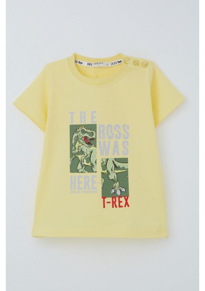 Erkek Çocuk Tişört Güçlü Dinozor Baskılı 1.5-5 Yaş, Sarı fiyatları