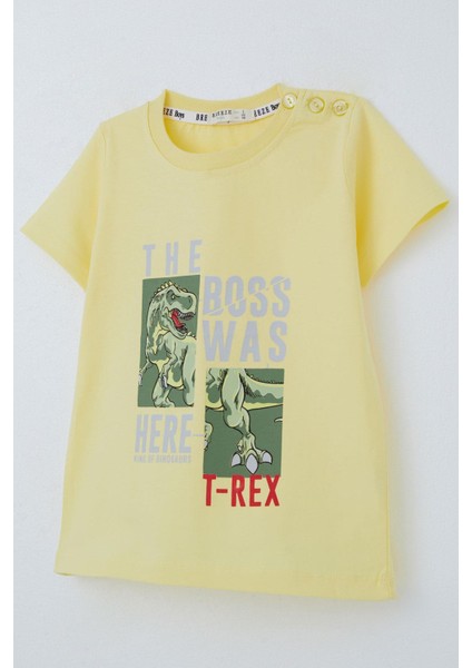 Erkek Çocuk Tişört Güçlü Dinozor Baskılı 1.5-5 Yaş, Sarı fırsatları