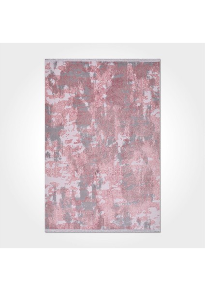 Leila Modern Pembe Pamuk Kare Modern Desenli Akrilik Hav Vermeyen Leke Tutmayan Kolay Temizlenen Yumuşak Makine Salon Yolluk Mutfak Halı