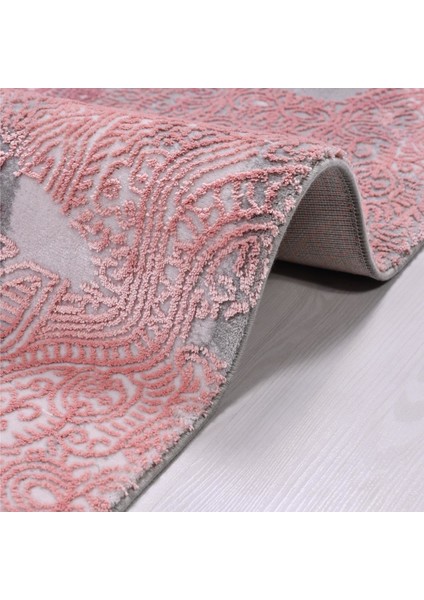 Leila Modern Pembe Pamuk Kare Modern Desenli Akrilik Hav Vermeyen Leke Tutmayan Kolay Temizlenen Yumuşak Makine Salon Yolluk Mutfak Halı fırsatları