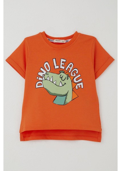Erkek Çocuk Tişört Lig Yıldızı Dinozor Baskılı 2-6 Yaş, Turuncu fiyatları