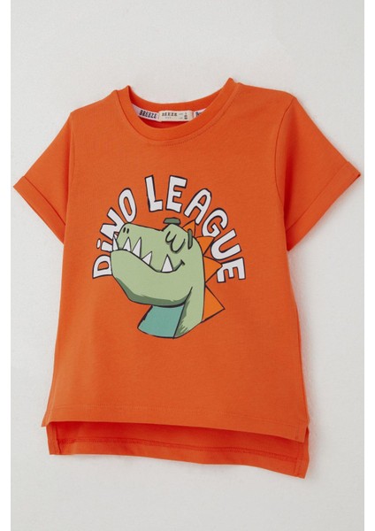 Erkek Çocuk Tişört Lig Yıldızı Dinozor Baskılı 2-6 Yaş, Turuncu fırsatları