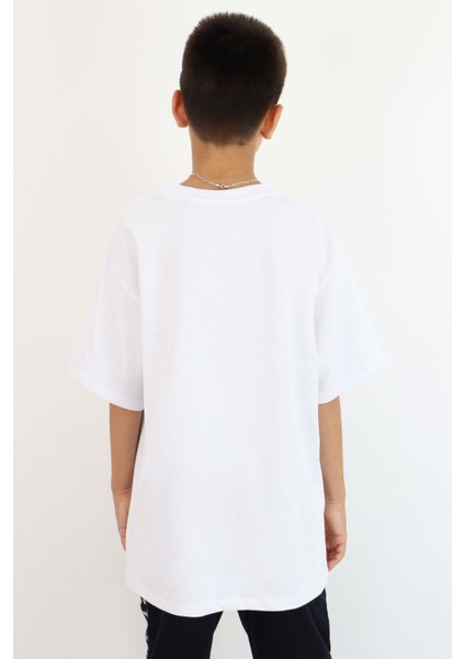 Erkek Çocuk Tişört Offline / Çevrimdışı Yazı Baskılı 9-14 Yaş, Beyaz modelleri