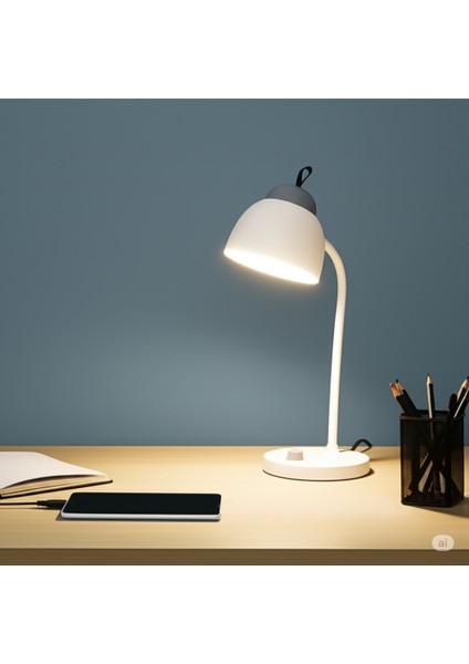 WD-6075 Ledli Masa Lambası Dimmerli LED Ayarlanabilir USB-Type-C Şarjlı Masa Lambası