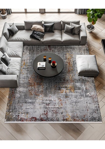 Gri Modern Etnik Desenli Pamuk Makinada Yıkanabilir Hav Toz Vermez Leke Tutmayan Kaymaz Taban Dijital Makine Baskı Salon Yolluk Mutfak Halı fiyatları