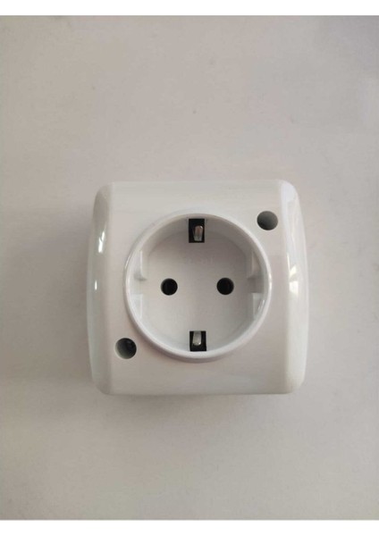 8 Adet Alsu Sıva Üstü Beyaz Topraklı Priz