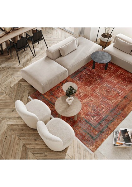 Eskitme Kırmızı Pamuk Dikdörtgen Modern Desenli Pamuk Makinada Yıkanabilir Hav Toz Vermez Leke Tutmayan Kaymaz Taban Dijital Makine Baskı Salon Yolluk Mutfak Halı modelleri