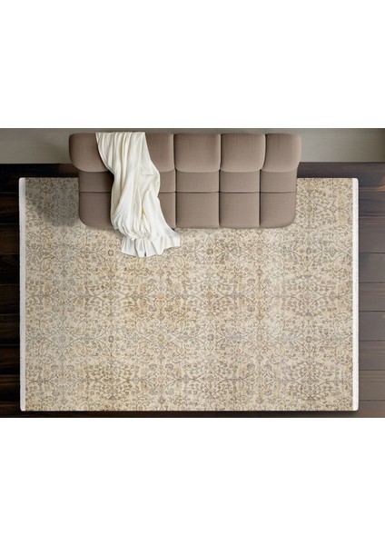 Bej Klasik Etnik Modern Desenli Pamuk Makinada Yıkanabilir Hav Toz Vermez Leke Tutmayan Kaymaz Taban Dijital Makine Baskı Salon Yolluk Mutfak Halı fiyatları