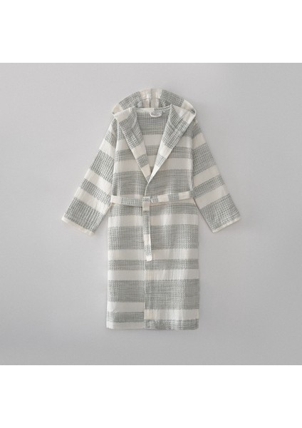 Ikra Peştemal Kadın Bornoz %100 Organik Pamuk Jakarlı Haki