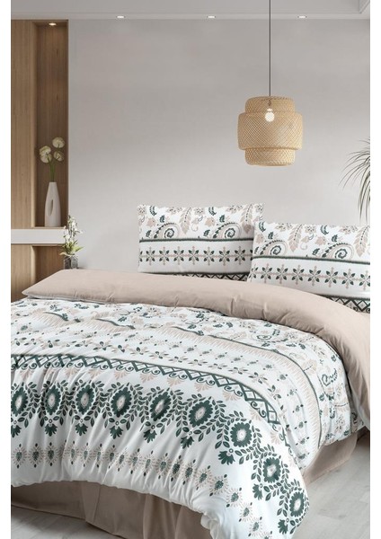 Otantik Çift Kişilik Nevresim Takımı Desenli 200x220 Yüksek Yoğunluklu Pamuk