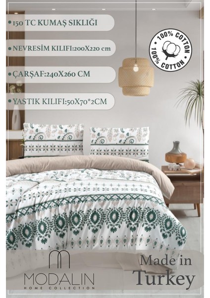 Otantik Çift Kişilik Nevresim Takımı Desenli 200x220 Yüksek Yoğunluklu Pamuk fiyatları