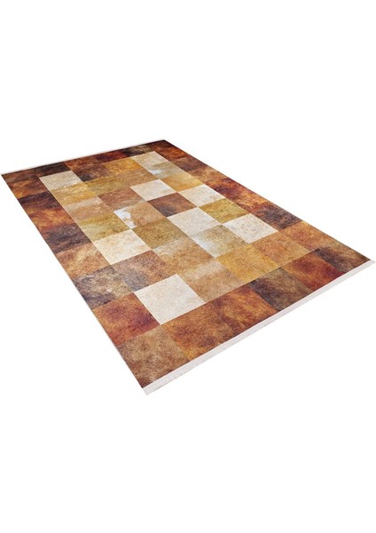 Pekin Turuncu Patchwork Etnik Modern Desenli Makinada Yıkanabilir Hav Toz Vermez Leke Tutmayan Kaymaz Taban Dijital Makine Baskı Salon Yolluk Mutfak Halı fiyatları