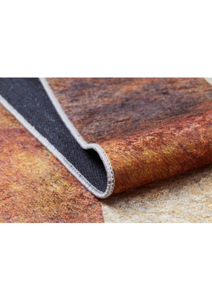 Pekin Turuncu Patchwork Etnik Modern Desenli Makinada Yıkanabilir Hav Toz Vermez Leke Tutmayan Kaymaz Taban Dijital Makine Baskı Salon Yolluk Mutfak Halı fırsatları