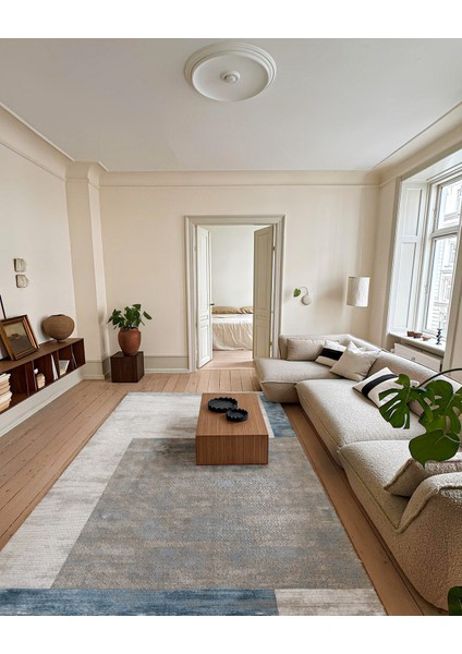 Krem Modern Etnik Desenli Pamuk Makinada Yıkanabilir Hav Toz Vermez Leke Tutmayan Kaymaz Taban Dijital Makine Baskı Salon Yolluk Mutfak Halı modelleri