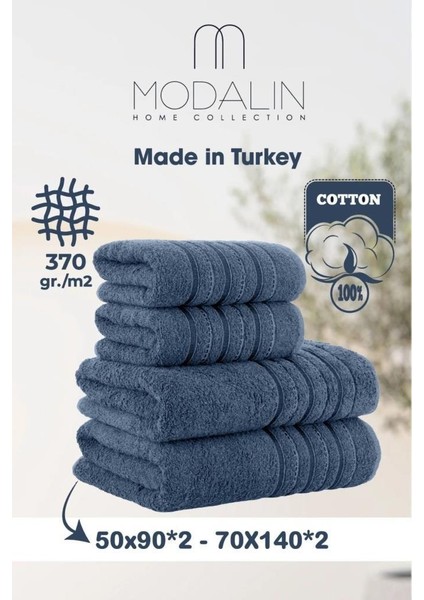4 Lü Banyo Havlusu Seti Dora Indigo - 70X140cm x2 / 50x90cm x2 fiyatları