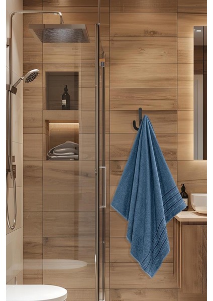 4 Lü Banyo Havlusu Seti Dora Indigo - 70X140cm x2 / 50x90cm x2