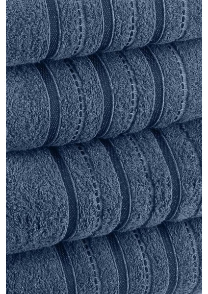 4 Lü Banyo Havlusu Seti Dora Indigo - 70X140cm x2 / 50x90cm x2