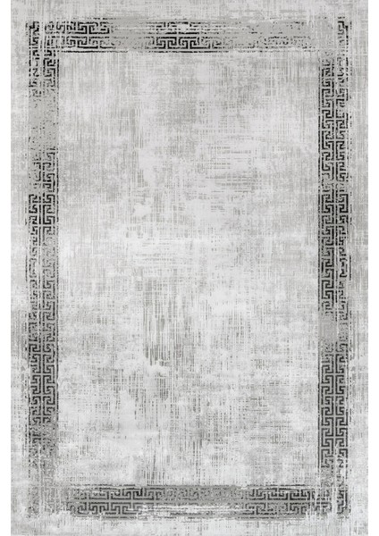 Gri Geometrik Etnik Modern Desenli Pamuk Makinada Yıkanabilir Hav Toz Vermez Leke Tutmayan Kaymaz Taban Dijital Makine Baskı Salon Yolluk Mutfak Halı