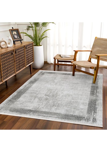 Gri Geometrik Etnik Modern Desenli Pamuk Makinada Yıkanabilir Hav Toz Vermez Leke Tutmayan Kaymaz Taban Dijital Makine Baskı Salon Yolluk Mutfak Halı fiyatları