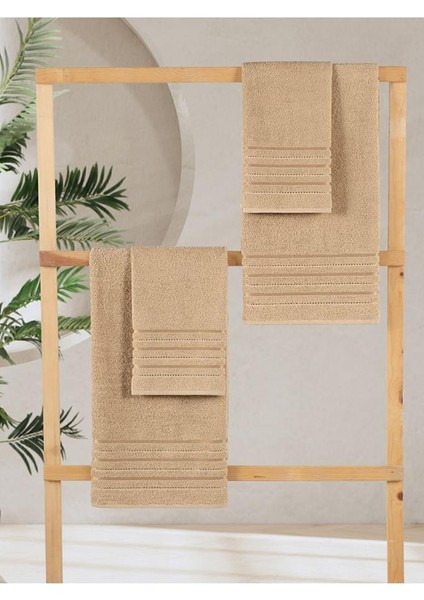 4 Lü Banyo Havlusu Seti Dora Bej - 70X140cm x2 / 50x90cm x2 modelleri