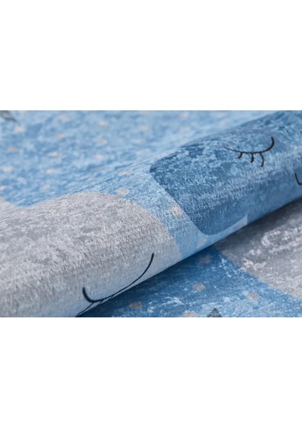Avila Figürlü Mavi Polyester Dikdörtgen Modern Desenli Pamuk Makinada Yıkanabilir Hav Toz Vermez Leke Tutmayan Kaymaz Taban Dijital Makine Baskı Salon Yolluk Mutfak Halı fırsatları