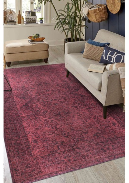 Birmingham Klasik Kırmızı Polyester Dikdörtgen Modern Desenli Pamuk Makinada Yıkanabilir Hav Toz Vermez Leke Tutmayan Kaymaz Taban Dijital Makine Baskı Salon Yolluk Mutfak Halı fiyatları