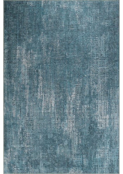 London Klasik Turkuaz Polyester Daire Modern Desenli Pamuk Makinada Yıkanabilir Hav Toz Vermez Leke Tutmayan Kaymaz Taban Dijital Makine Baskı Salon Yolluk Mutfak Halı