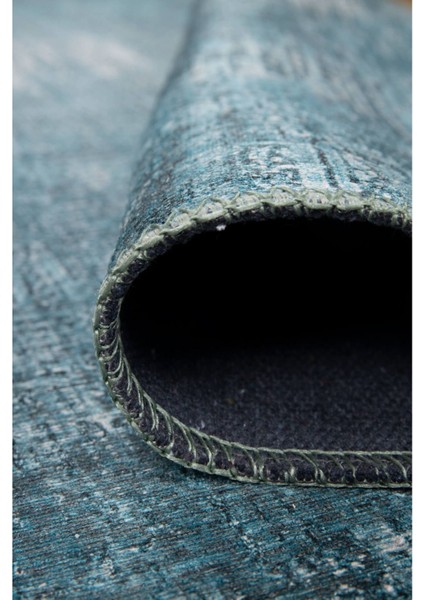 London Klasik Turkuaz Polyester Daire Modern Desenli Pamuk Makinada Yıkanabilir Hav Toz Vermez Leke Tutmayan Kaymaz Taban Dijital Makine Baskı Salon Yolluk Mutfak Halı modelleri