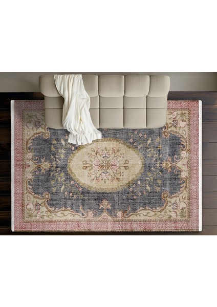 Lacivert Klasik Etnik Modern Desenli Pamuk Makinada Yıkanabilir Hav Toz Vermez Leke Tutmayan Kaymaz Taban Dijital Makine Baskı Salon Yolluk Mutfak Halı fiyatları