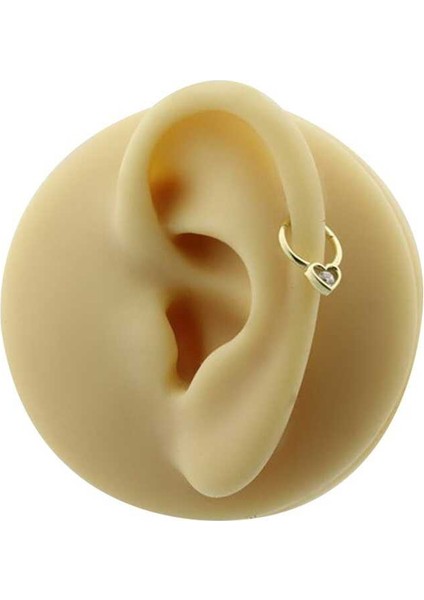 Taşlı Kalp Motifli Helix Piercing