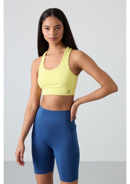 Limon Sırt Detaylı Dar Kalıp U Yaka Kadın Spor Büstiyer - 97120