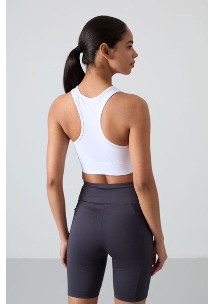 Beyaz Sırt Detaylı Dar Kalıp U Yaka Kadın Spor Büstiyer - 97120 indirimleri