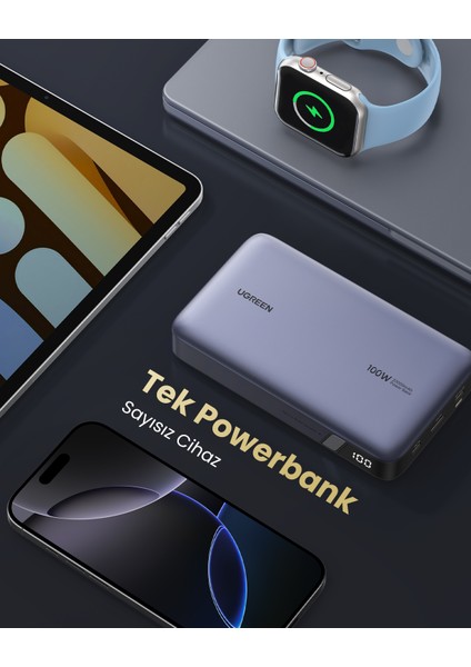 20.000 Mah 100W Pd Hızlı Şarj Powerbank 2xusb-C, 1xusb-A - 25188