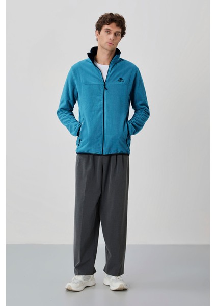 Zümrüt Yazı Nakışlı Dik Yaka Fermuarlı Standart Kalıp Erkek Sweatshirt Polar - 87992 fiyatları