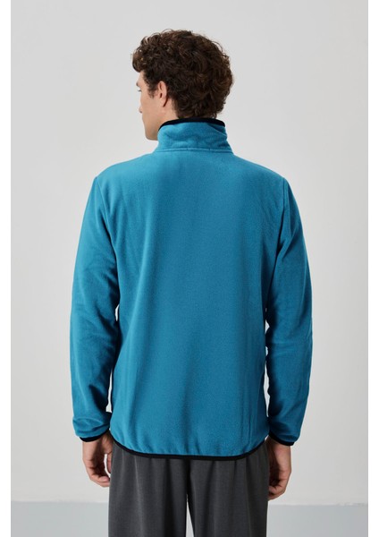Zümrüt Yazı Nakışlı Dik Yaka Fermuarlı Standart Kalıp Erkek Sweatshirt Polar - 87992 indirimleri