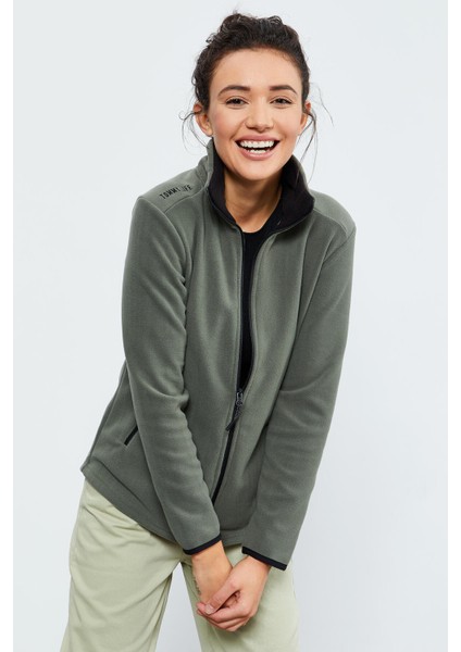 Çağla Dik Yaka Fermuarlı Rahat Form Kadın Polar Sweatshirt - 97173 modelleri