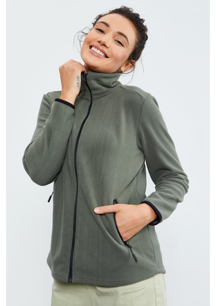 Çağla Dik Yaka Fermuarlı Rahat Form Kadın Polar Sweatshirt - 97173 indirimleri