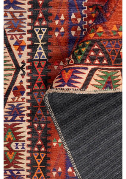 Anse Lazio Yöresel Kırmızı Polyester Daire Modern Desenli Pamuk Makinada Yıkanabilir Hav Toz Vermez Leke Tutmayan Kaymaz Taban Dijital Makine Baskı Salon Yolluk Mutfak Halı fırsatları