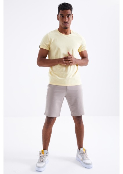 Koyu Bej Bağcıklı Standart Kalıp Basic Erkek Şort - 81212