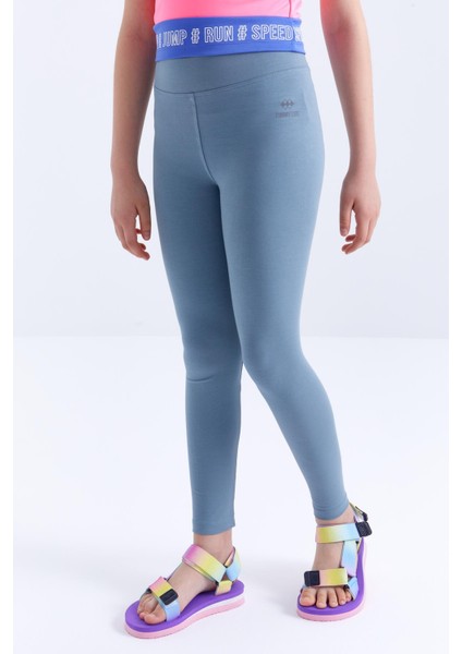 Mint Yeşili Yüksek Bel Dar Paça Kız Çocuk Tayt - 75047 fiyatları