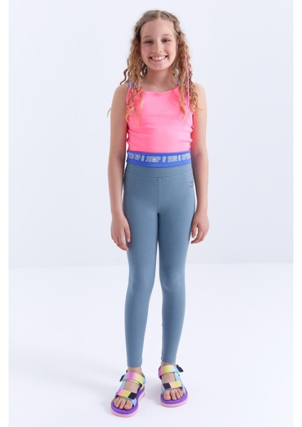 Mint Yeşili Yüksek Bel Dar Paça Kız Çocuk Tayt - 75047 modelleri