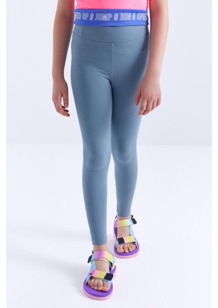 Mint Yeşili Yüksek Bel Dar Paça Kız Çocuk Tayt - 75047 fırsatları