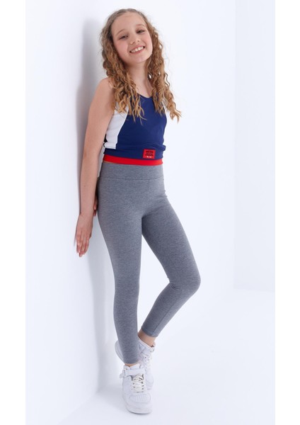 Gri Melanj Yüksek Bel Dar Paça Kız Çocuk Tayt - 75047 indirimleri