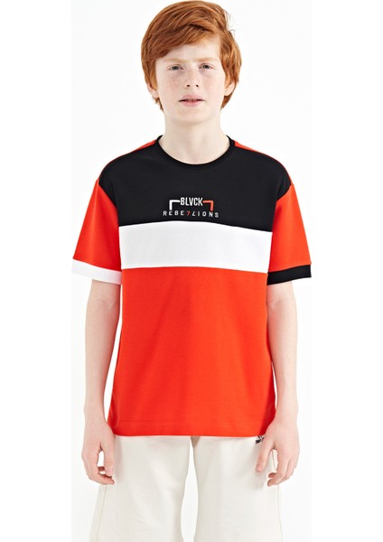 Fiesta Renk Geçişli Nakışlı Oversize Erkek Çocuk T-Shirt - 11159