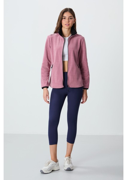 Gül Kurusu Dik Yaka Fermuarlı Rahat Form Kadın Polar Sweatshirt - 97173 fiyatları