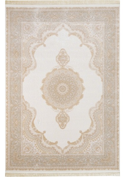 Klasik Krem Viskon Dikdörtgen Modern Desenli Akrilik Hav Vermeyen Leke Tutmayan Kolay Temizlenen Yumuşak Makine Salon Yolluk Mutfak Halı